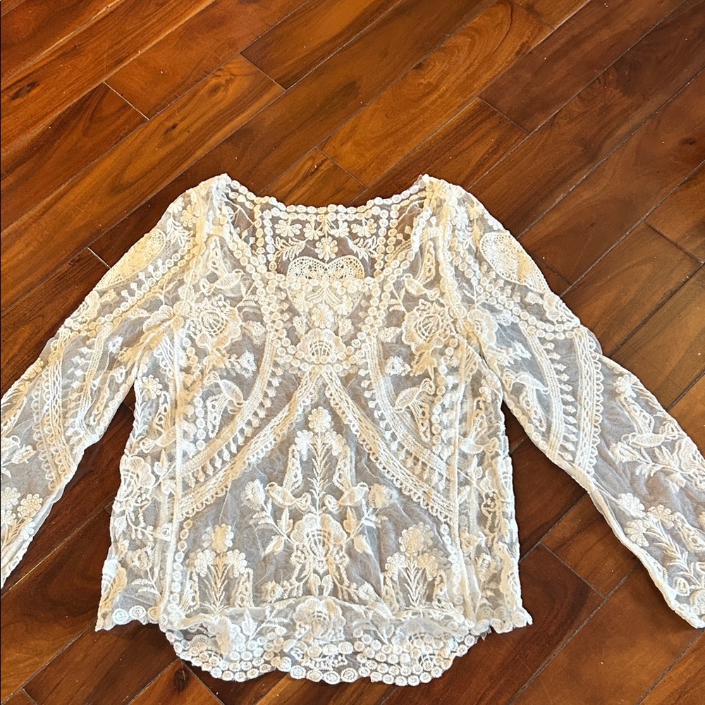 Poof! Cream Lace Women's Blouse